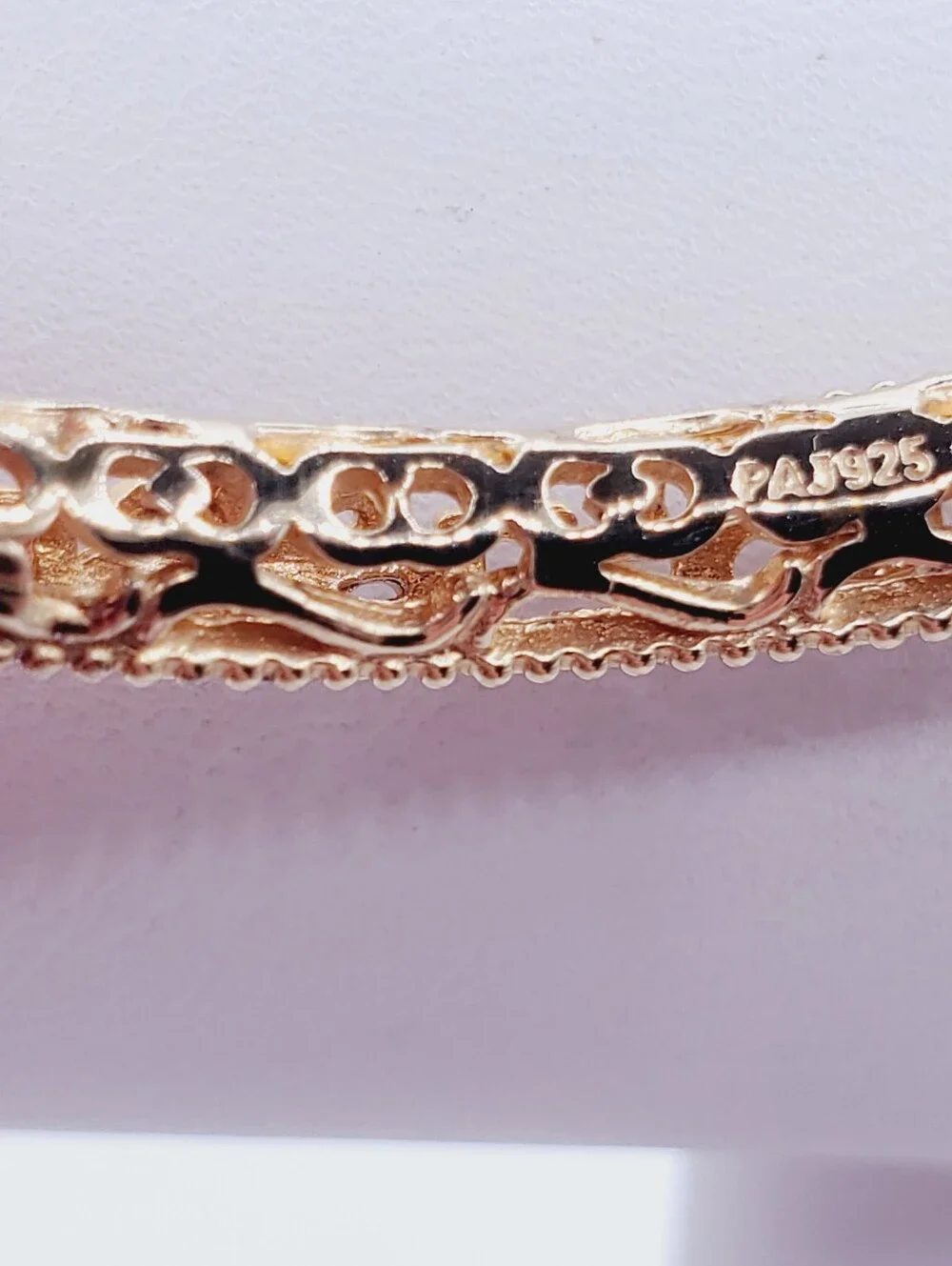 18k Yellow Gold - 925 Sterling Silver Flower Design Bangle Bracelet